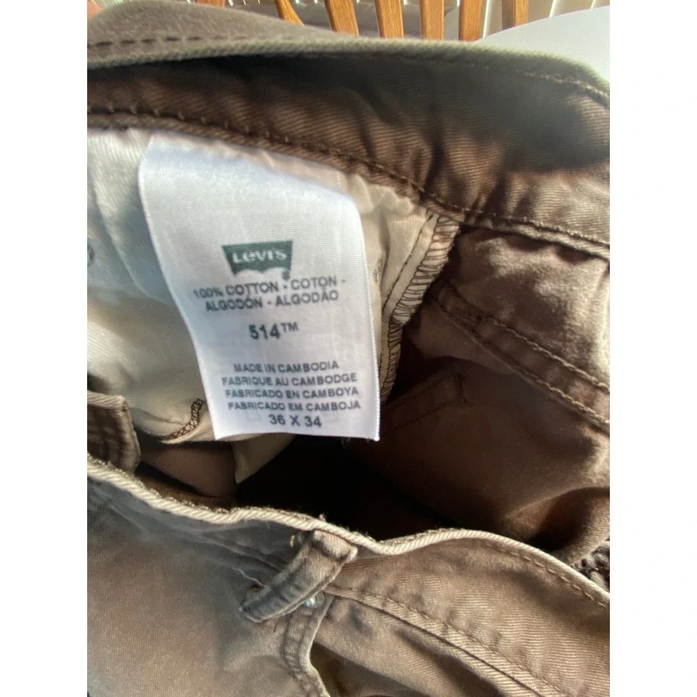 Levis 514 Straight Fit Pants Mens 36x34 Brown Cotton Casual Trousers 514-0612
